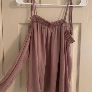 Off the shoulder, silk shirt